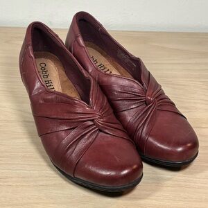Cobb Hill Women's Burgundy Leather Knotted Heels 7.5 Wide